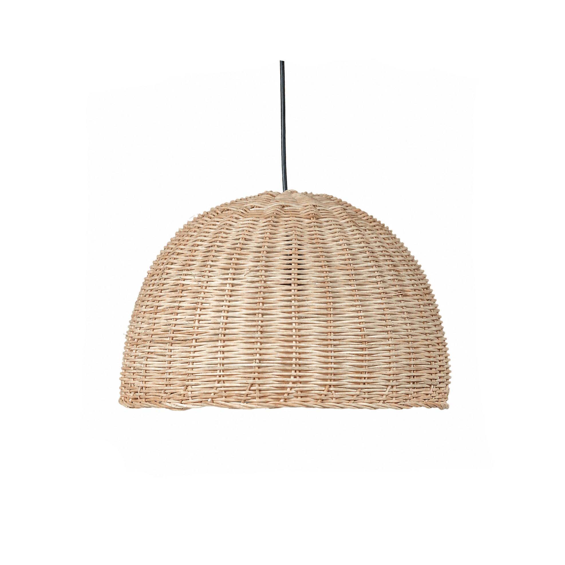 Handwoven wall lamp from natural bamboo with a sculptural, dome-shaped shade adding eco-friendly minimalist charm to a cozy bedroom