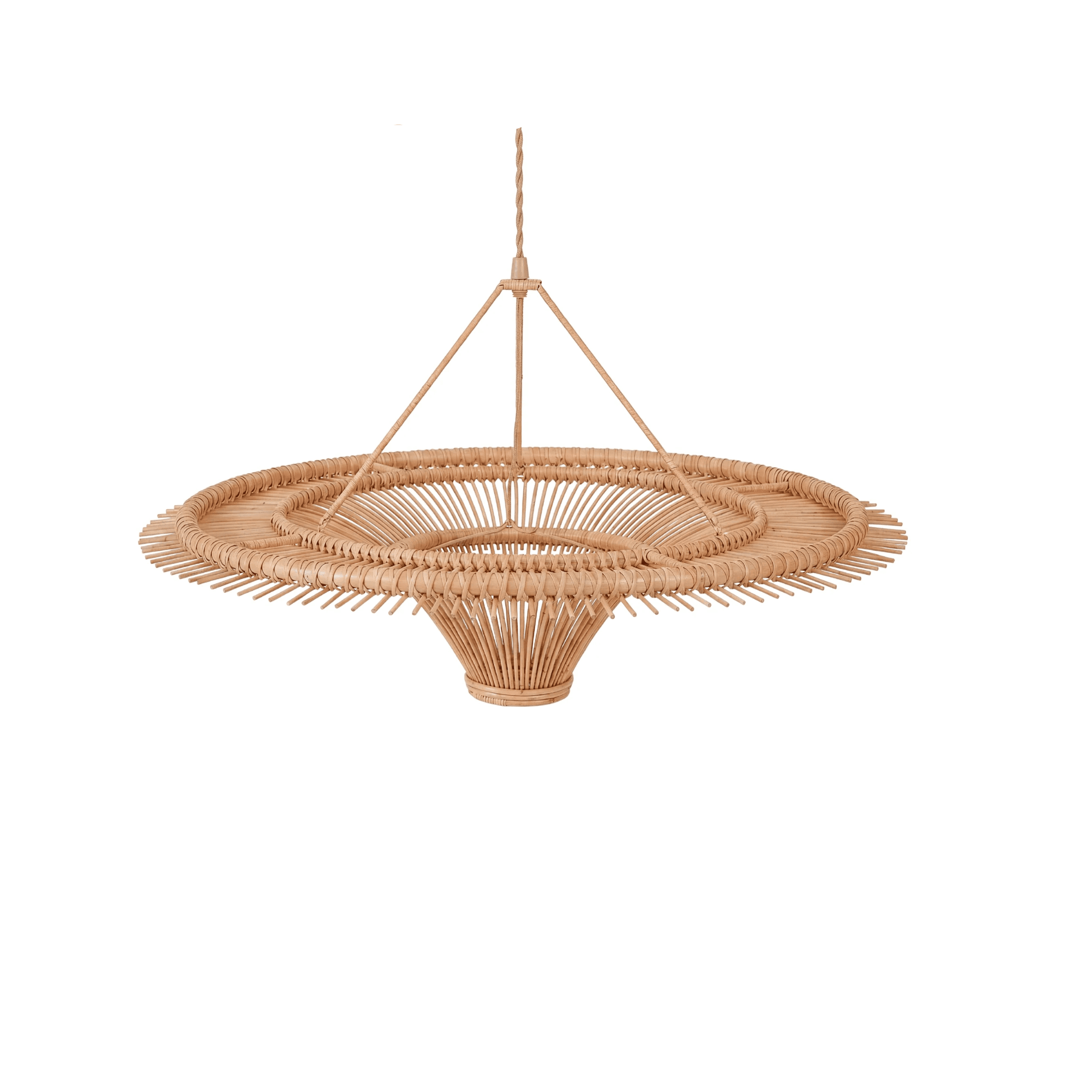 Eco-friendly handwoven bamboo sconce with minimalist Nordic design illuminating a modern hallway
