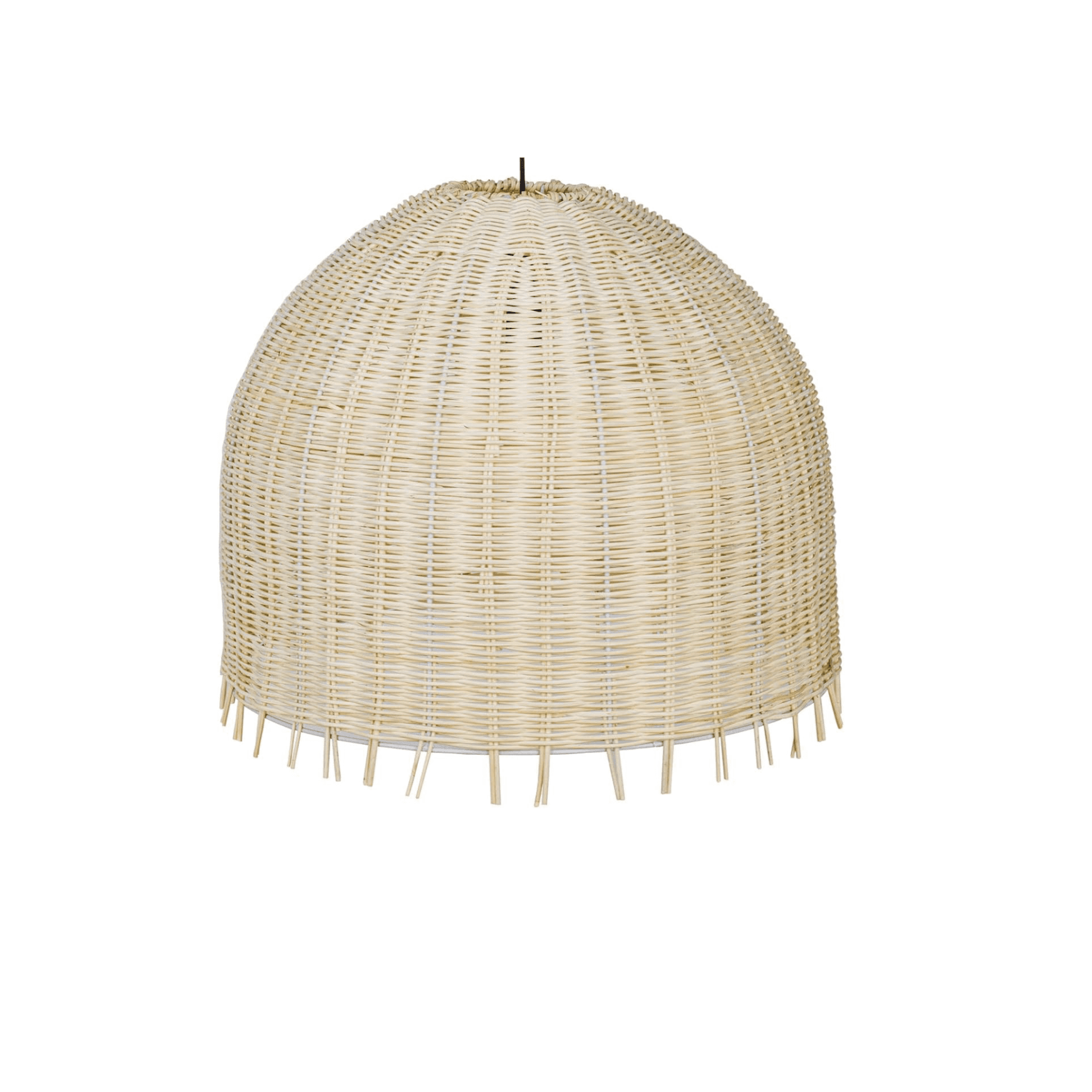 Handwoven rattan ceiling lamp in round shape with rustic charm, perfect for bohemian styled living rooms